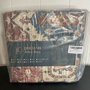 Jinchan Area Rug Brown Blue Cream Morrocan Theme Home Decor Entryway New